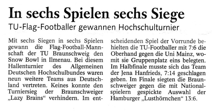 Braunschweiger Zeitung 18.01.2003